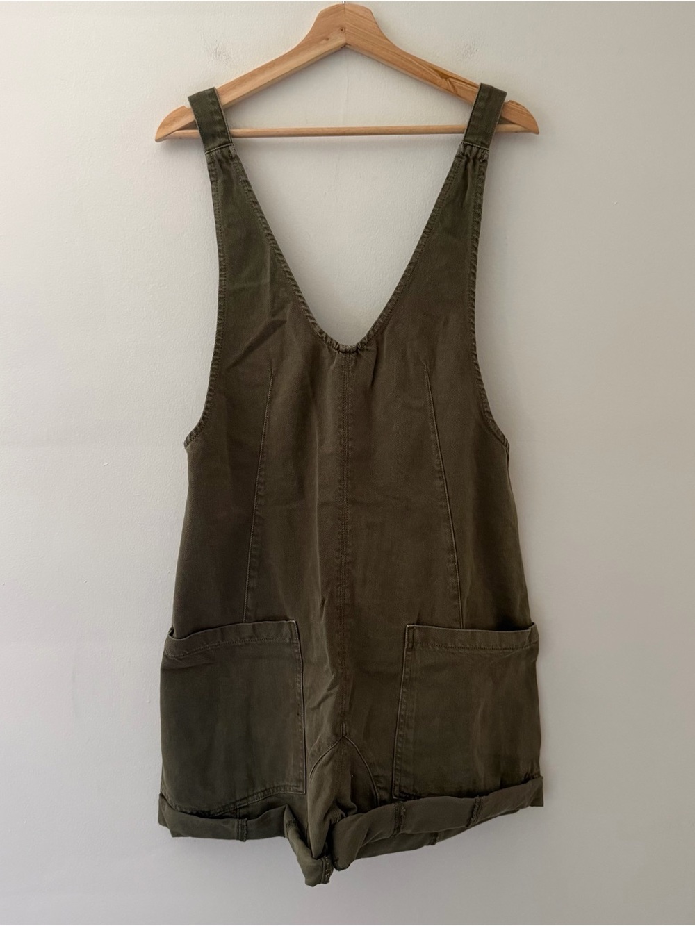We The FreeHigh Roller Shortalls Romper Overalls Olive Green Oversized Size XS - Picture 2 of 11